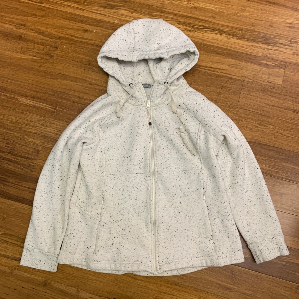 Talbots Full Zip Hoodie Womens Size Large Jacket Speckled Pockets Casual Comfy